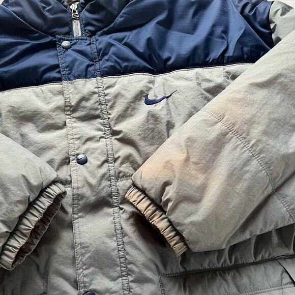 Nike vintage Puffer Coat Jacket 90’s gray Blue men’s size XXL - Picture 13 of 16